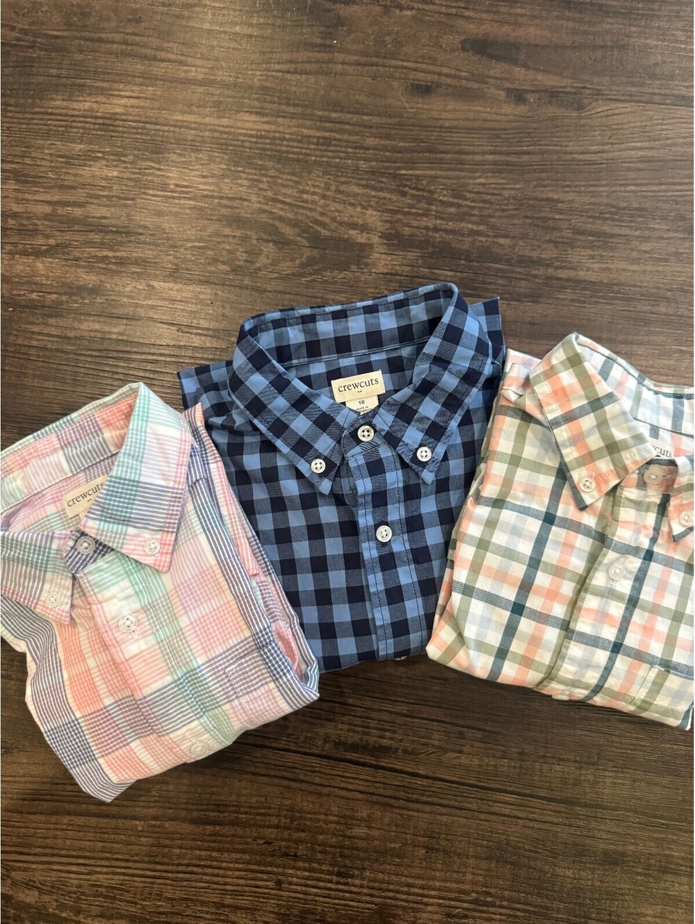 3 Crewcuts Boys Plaid Button Down Shirts Lot Size 10 J.Crew Preppy